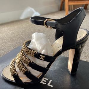 Black and Gold Chanel Heels